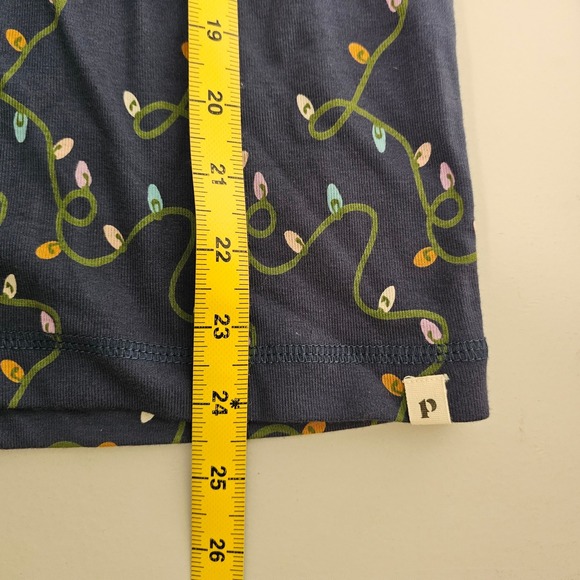 NWT Pact XS Navy Christmas Lights Pajama Set Organic Cotton Holiday Print Cozy - Picture 7 of 11